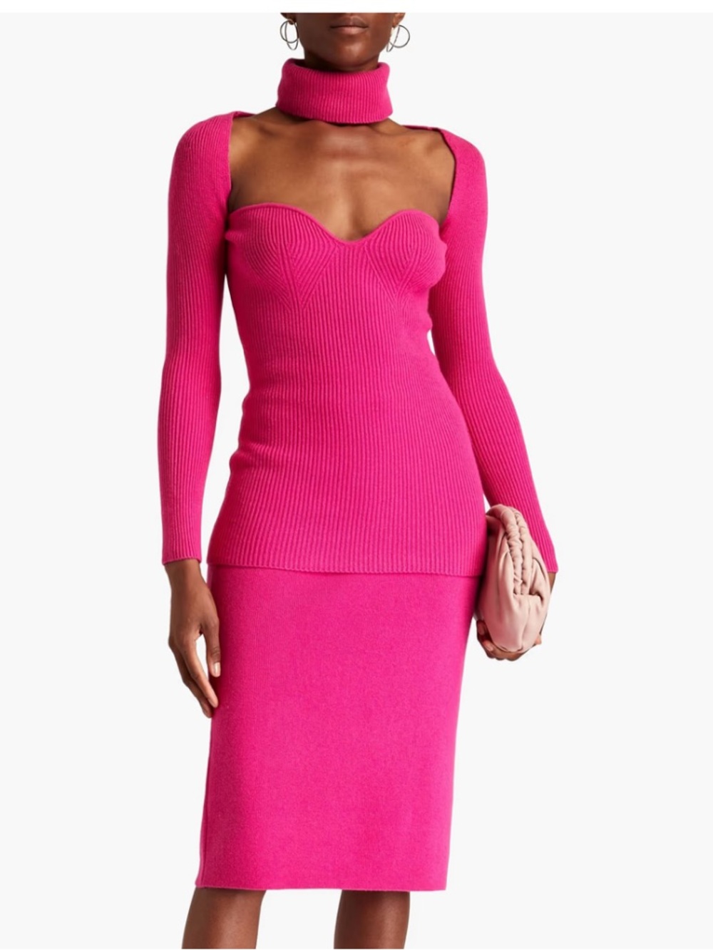 Arch4 Fuchsia amandine 100% cashmere Turtleneck Sweater ribbed M New $650